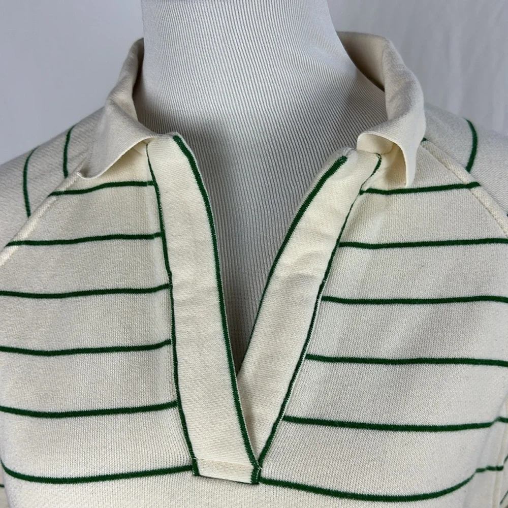 Madewell Oversize V-Neck Striped Fleece Pullover/Sweatshirt - Picture 2 of 6